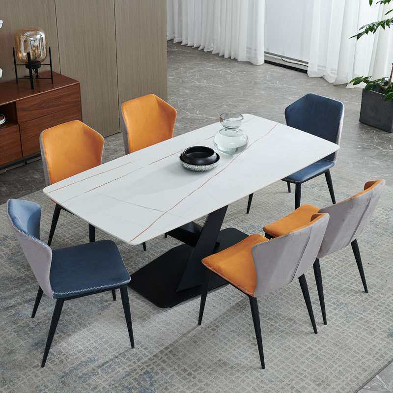 意式极简岩板餐桌小户型长方形轻奢现代简约大理石餐桌椅组合