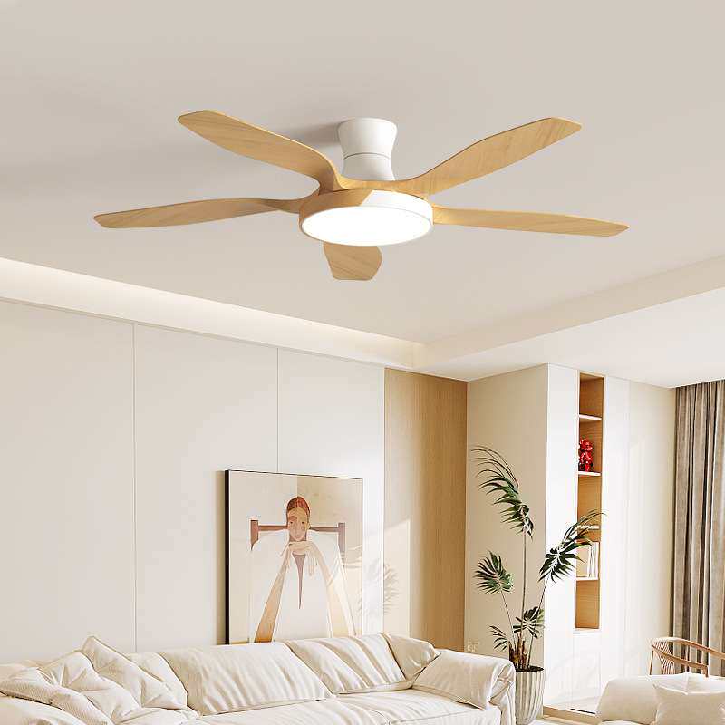 风扇灯普瑞全光谱餐厅吊扇灯北欧原木风卧室吸顶灯中山灯具led