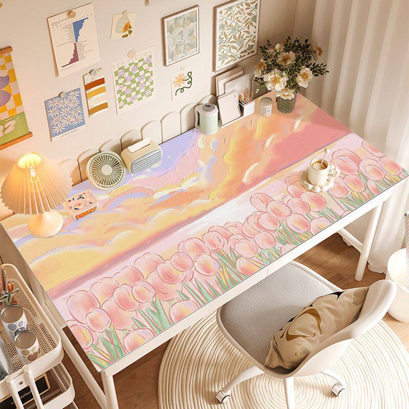 PVC桌布鼠标垫女生高颜值超大防滑电脑键盘桌面垫子ins风办公桌垫