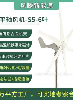 S5型 300W 6叶片 12V24V48V 水平轴小型风力发电机 工厂直销