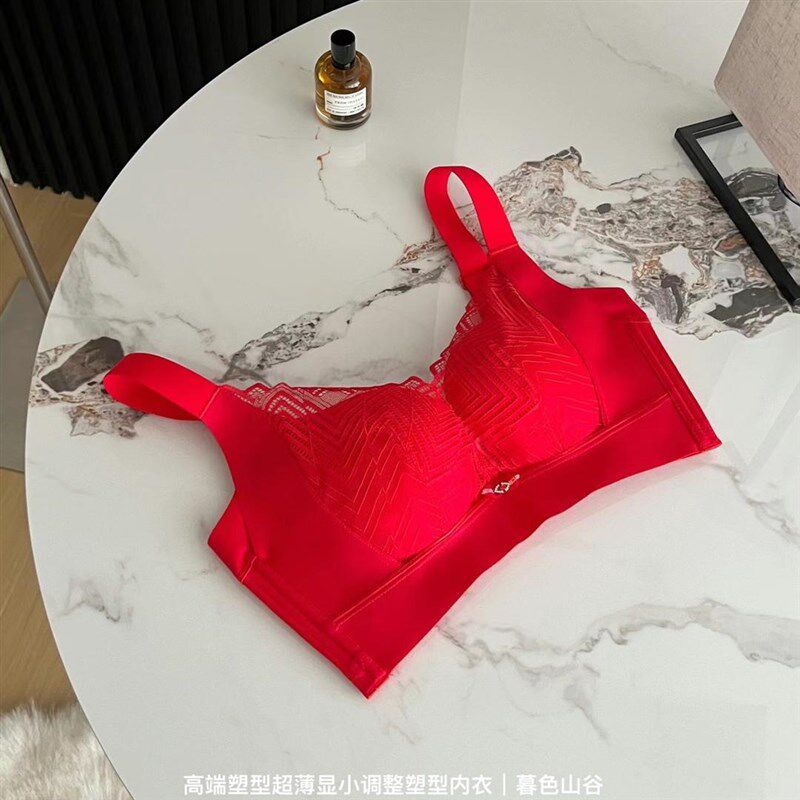 院线奢华调整型聚拢压纱蕾丝内衣无钢圈收副乳无痕女士文胸胸罩薄