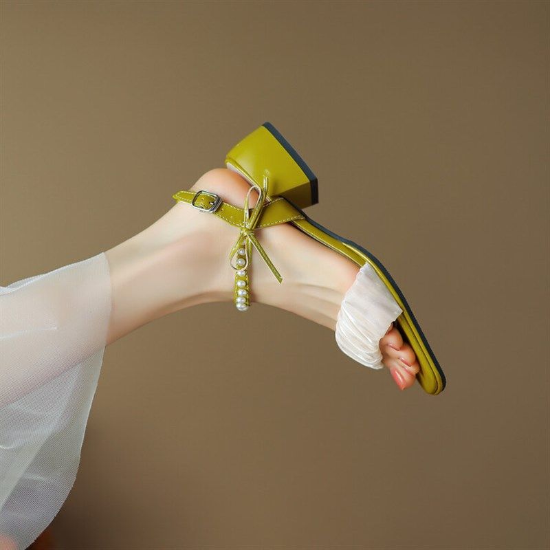 胖mm鞋宽胖脚凉鞋女款夏季大码女鞋41一43中跟40加肥粗跟绿色鞋42,女鞋,一字带凉鞋,淘宝优惠券,粉丝福利购,淘宝优惠卷