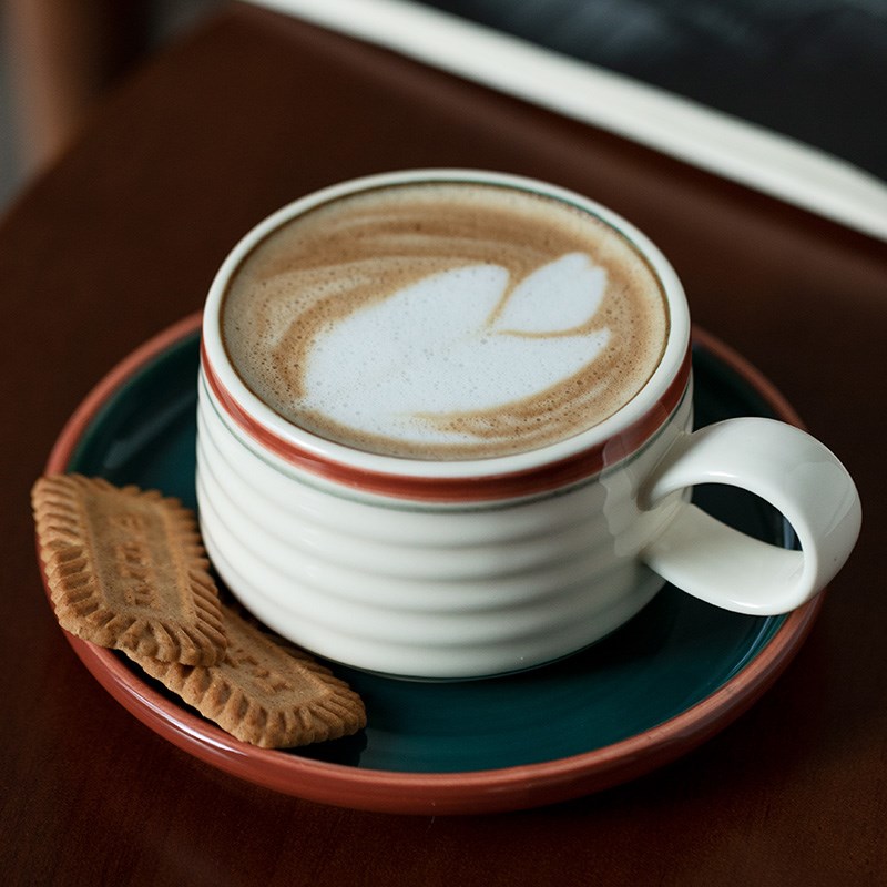 拉花咖啡杯碟陶瓷中m古杯子喝水杯马克杯韩式下午茶ins高颜值套装