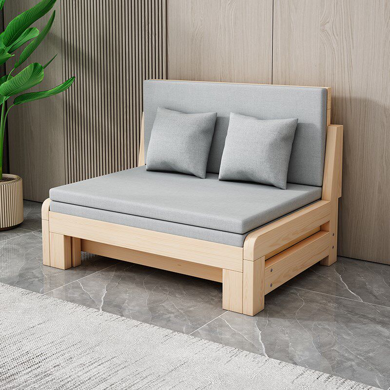 实木折叠多功能沙发l床小户型客厅两用伸缩床1米2单人床1米5双人