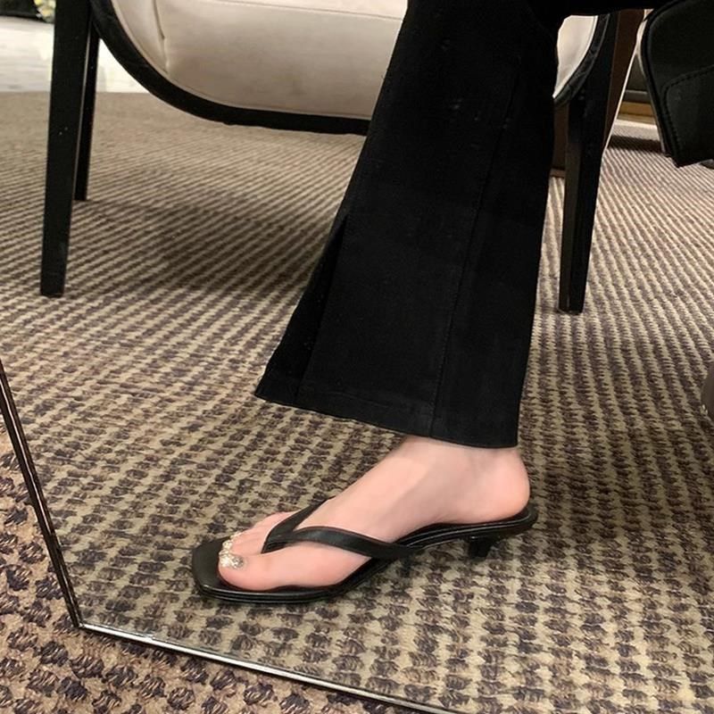 方头人字拖女2025新款夏季法式小猫跟中高跟夹脚趾细跟凉拖鞋外穿,女鞋,人字拖,淘宝优惠券,粉丝福利购,淘宝优惠卷