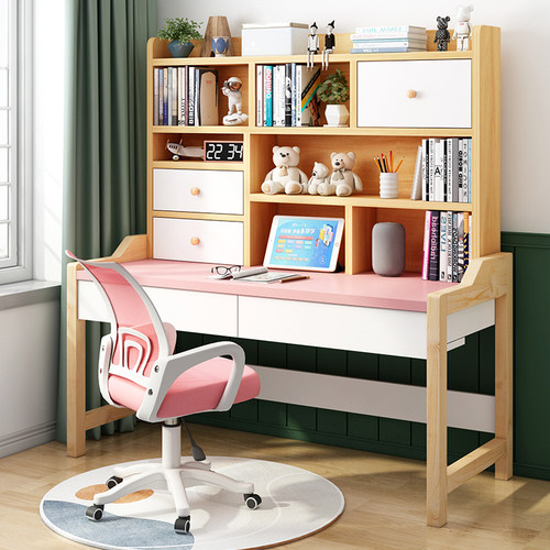 儿童书桌可升降实l木腿小学生学习桌小户型家用写字作业桌椅套装