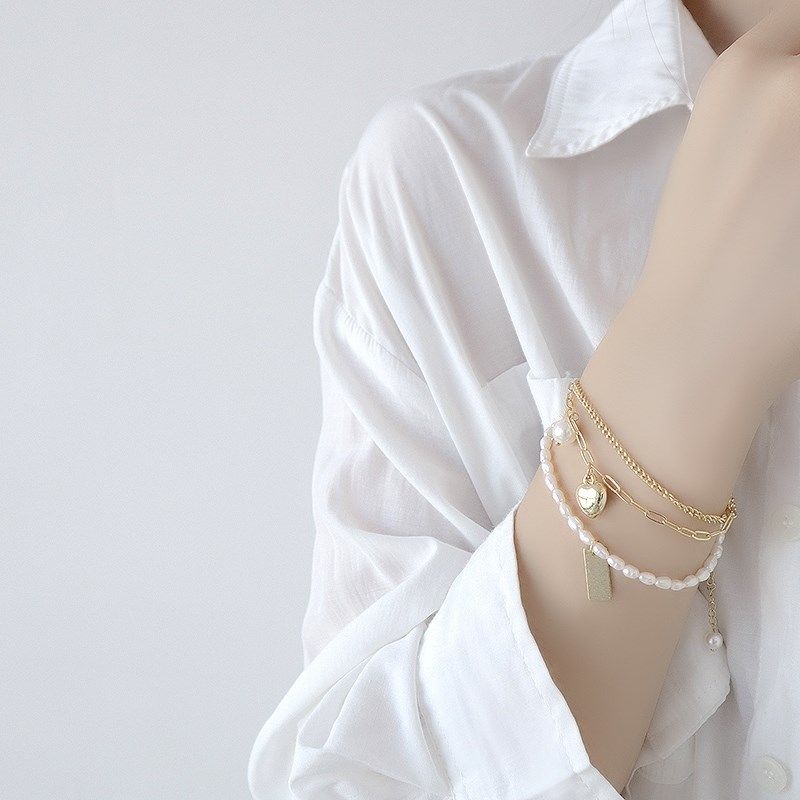 花式珍珠手链ins小众设计冷淡风多层气质女超仙珍珠编织手镯闺蜜