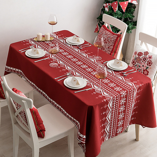 防水桌布新年喜庆ins红色桌布布艺F长方形盖巾垫网红桌布茶几布盖