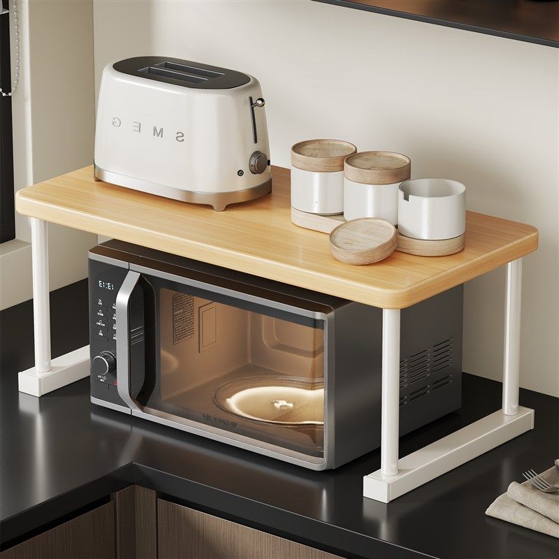 实木厨房微波炉置物架烤箱碗碟整理架台面分层收纳层架多功能置物,厨房/烹饪用具,微波炉置物架,淘宝优惠券,粉丝福利购,淘宝优惠卷