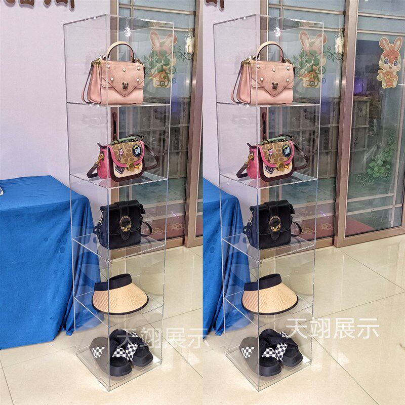 亚克力置物架多层展示p柜服装店包包鞋子收纳陈列展示架橱窗货架