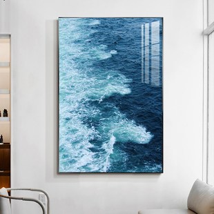 背景风景挂画装饰画浪花大海沙滩书房客蓝玄关办公室酒店餐厅卧室