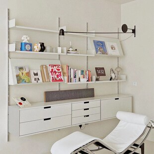 简约隐形壁挂式升降置物架可移动展z示架收纳架vitsoe606轨道书架