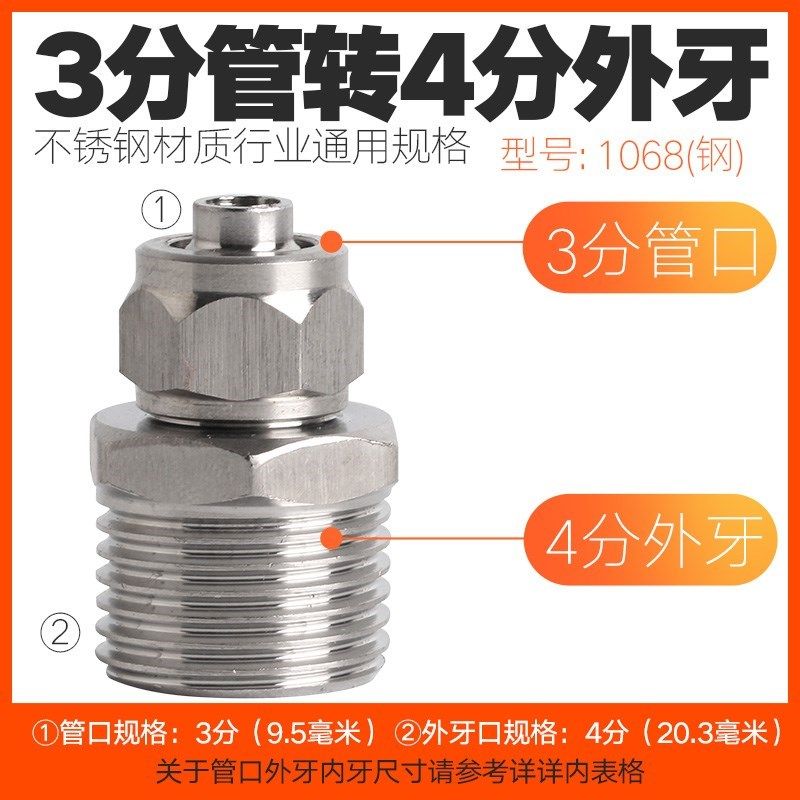 pe管304不锈钢对丝接头变双外丝直接加长2分分3分转水管配件螺纹