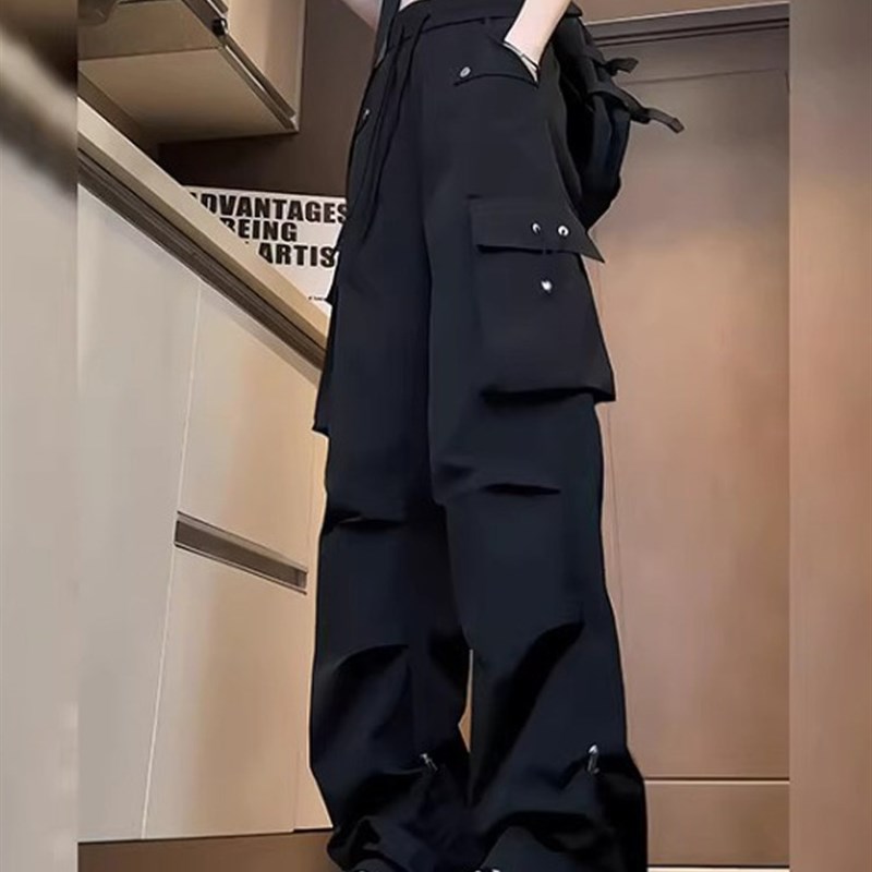 美式高街机能工装裤l男2025秋冬新款防风防水冲锋裤宽松直筒长裤