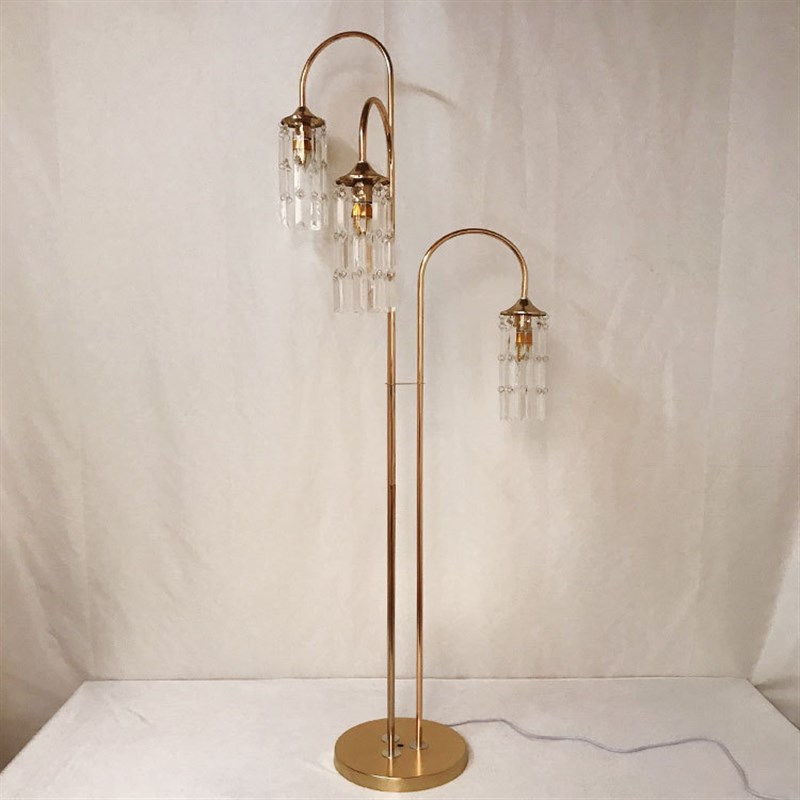 新款婚庆道具路引灯三头冰条水晶铁艺路引架婚礼舞台金色路引装饰