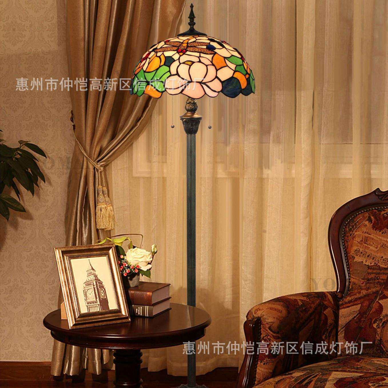 蒂凡尼蜻蜓荷花餐厅酒吧咖啡厅站立灯新中式卧室别墅睡莲落地灯