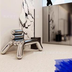 客厅钢管沙发单椅电镀色扶手椅户外玻璃钢休闲椅别墅酒店民宿家具