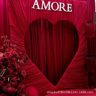 婚庆爱心背景合影墙婚礼迎宾区装饰铁艺造型迎宾区心型拍照架子