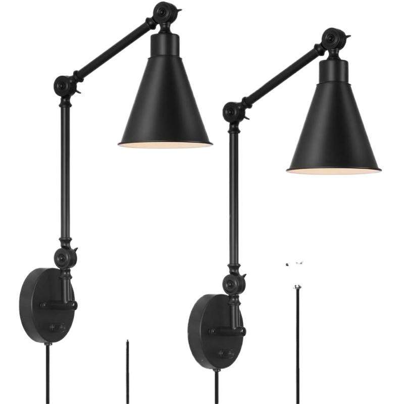 跨境摇臂壁灯，带开/关开关的可调壁灯，床边阅读客厅大堂走廊