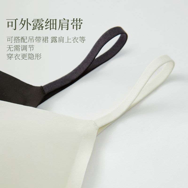 u型交叉内衣美背一体式小胸聚拢bra无痕薄款黑色细肩带隐形文胸