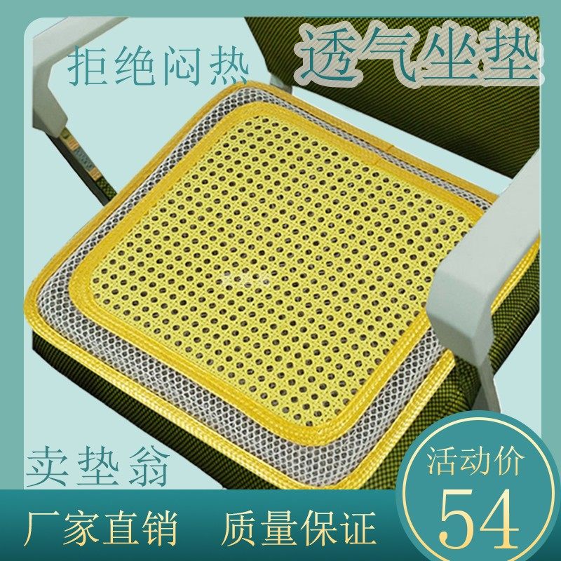 卖垫翁夏季透f气坐垫办公室电脑椅垫通风防热钢丝弹簧塑料仿腾凉