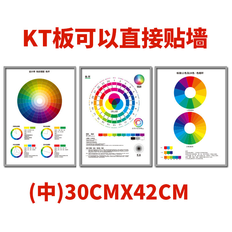色环海报12色环配色卡24色环标准调色学习色彩配搭V挂画色卡KT板