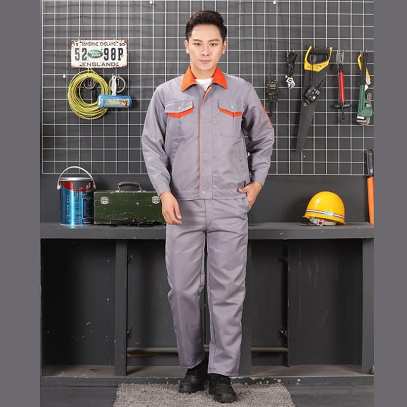 工作服套装男女汽修灰色工v厂车间劳保服春夏长袖工地服装可定制