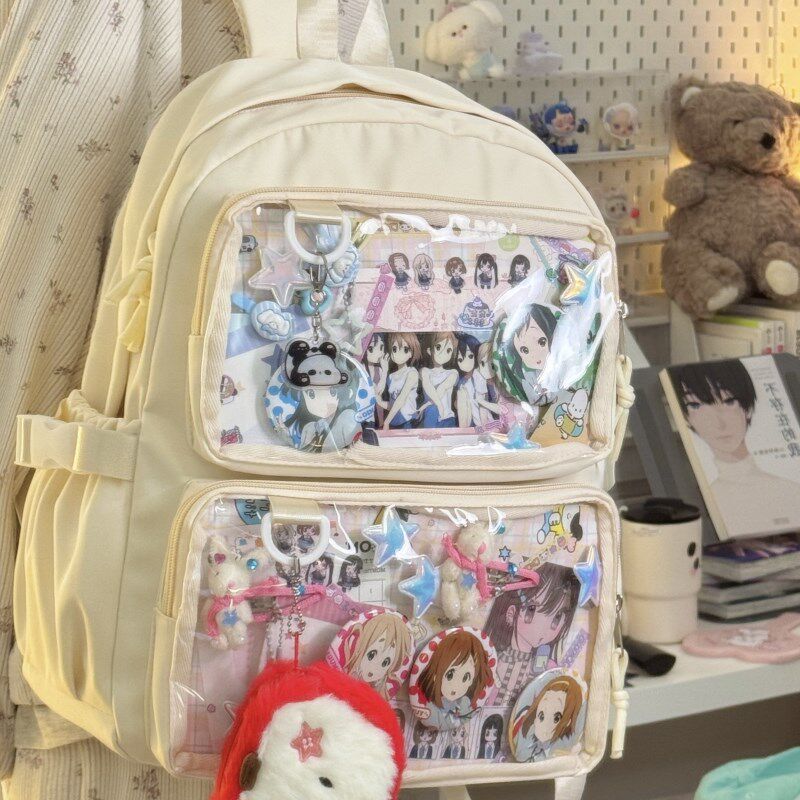 日系透明痛包女韩版少女学生书包小食量J吧唧百搭背包大容量双肩