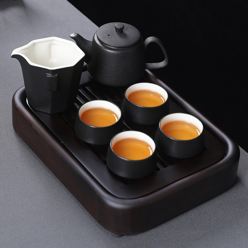 黑陶功夫茶具茶盘一体套装家用客厅F小型办公室高档茶壶茶杯小套