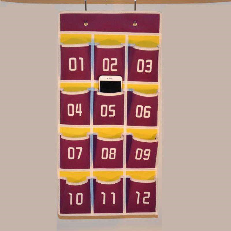 6格12格15格教室手机挂袋收纳袋印数字幼儿园卡袋墙壁挂门后袋子