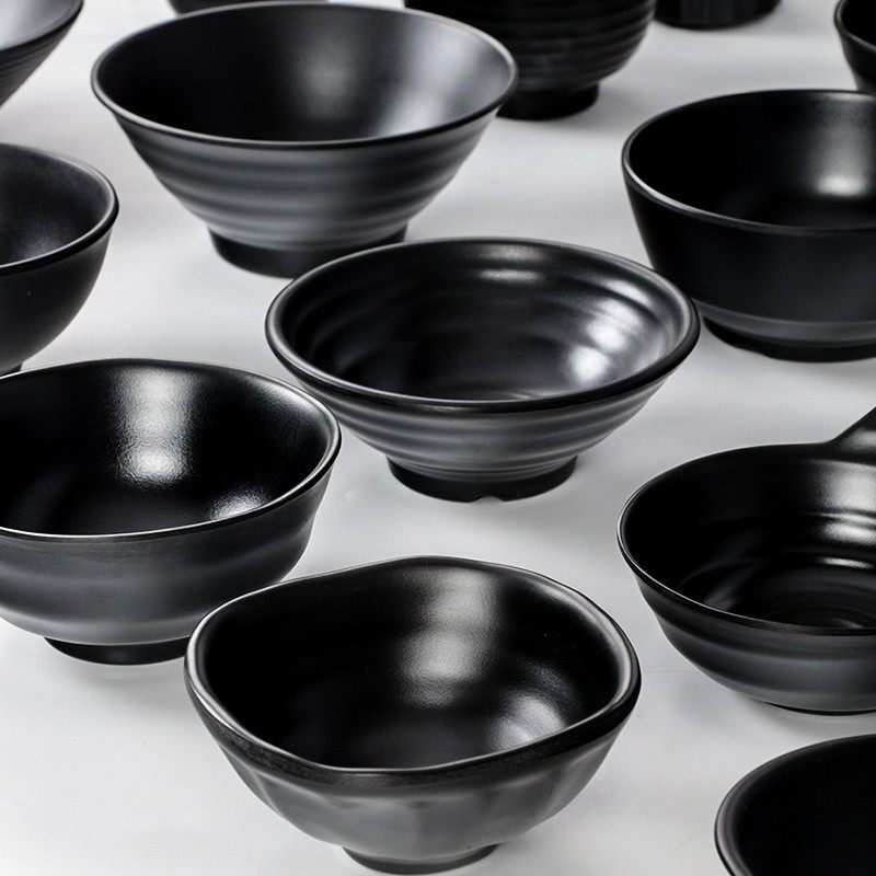 密胺餐具小碗商用黑色饭店米饭小汤碗仿瓷饭碗火锅蘸料调料小料碗
