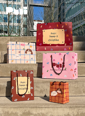 puui原创手提礼品袋包装可爱少女心高颜值节日送礼大容量纸袋ins