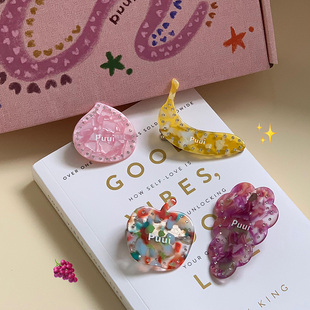 puui原创生活发夹春夏甜美小众醋酸边夹鸭嘴夹刘海夹ins水果可爱