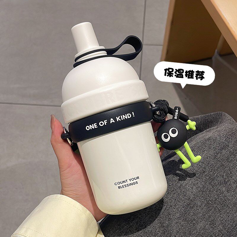 高颜值316保温杯女生简约带吸管水杯新款2024大容量便.携学生杯子