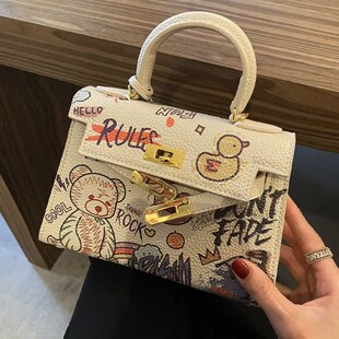 涂鸦凯莉包mini小巧精致小包包2024新款迷你手提包高级感斜挎女包