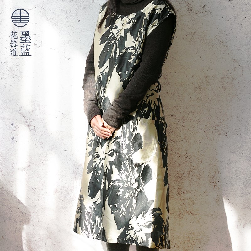牛仔印花布全身围裙均码可调松紧 花艺师花店专用插花工作服耐脏