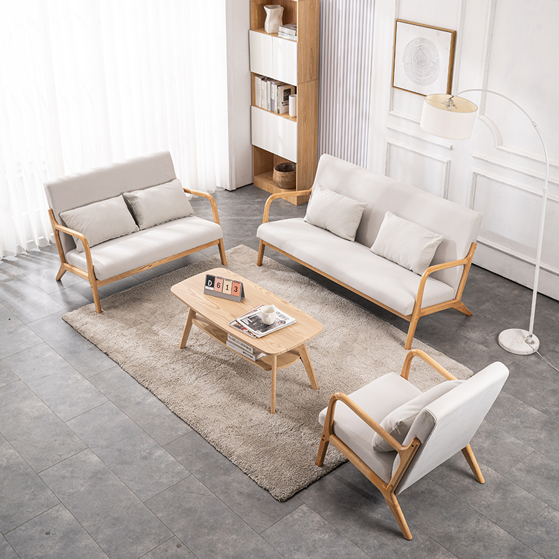 单人双人三人日式卧室阳台网红小户型客厅原木实木懒人小沙发椅子