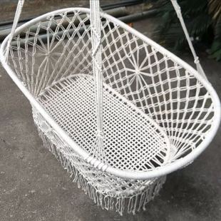 田园风棉绳编织摇篮婴儿床