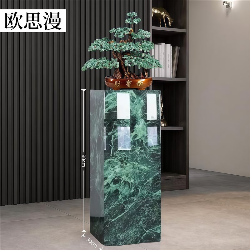 2025新款大理石花架客厅电视旁玄C关走廊酒店会所岩板花架底座摆