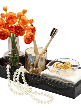 新中式样板房摆件洗手间台t面托盘样板间展厅卫生间软装公寓装饰