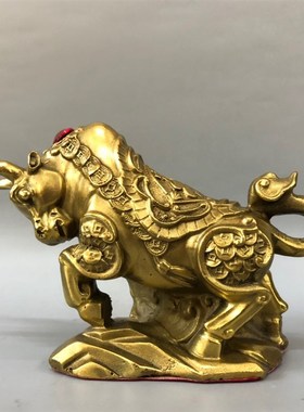 纯铜牛摆件生肖牛元宝牛旺市牛金牛聚宝盆M牛家居桌面办公室装饰