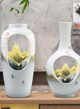 新中式山水花瓶i摆件客厅电视柜公司前台装饰开业乔迁之喜入宅礼