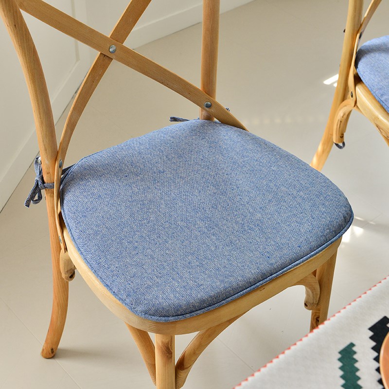 坐垫家用餐椅垫纯色简约现代座垫马蹄形椅垫可拆洗防滑Z亚麻椅子