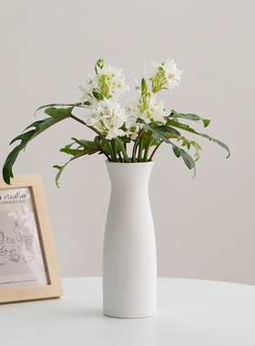 简约创意白色陶瓷花瓶客厅桌面干花鲜F花装饰北欧创意家居插花摆