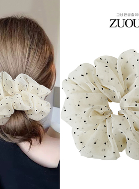 大肠发圈超d大加大号特大白色波点欧根纱猪大肠肥肠头花头绳女皮