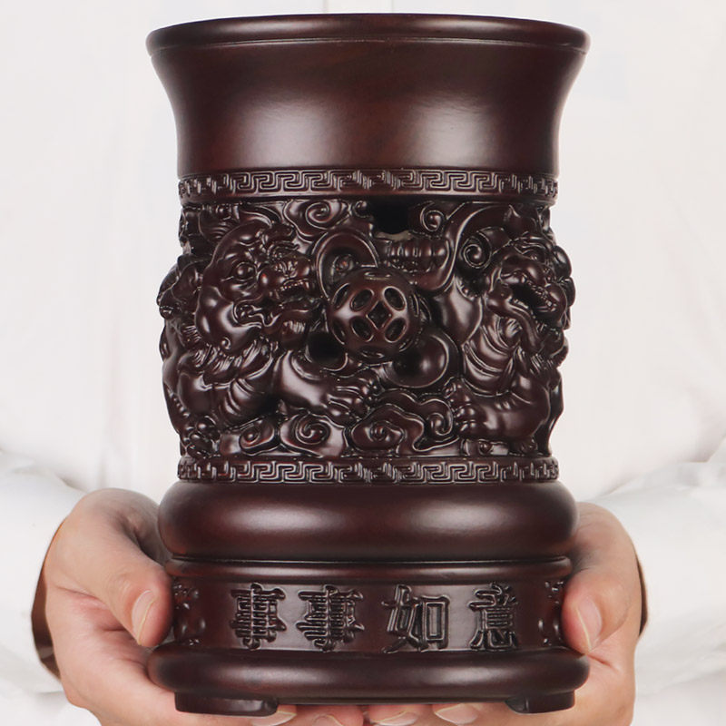 黑檀木质笔筒摆件实木雕刻办公室书房桌面实用摆件送老师领导礼物,家居饰品,装饰摆件,淘宝优惠券,粉丝福利购,淘宝优惠卷