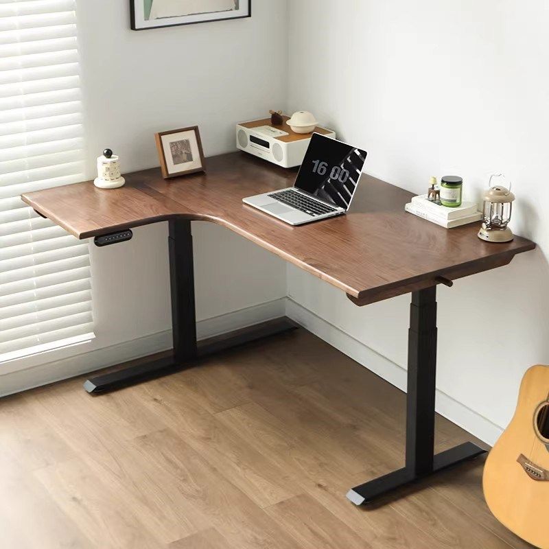 黑胡桃木转角书桌实木电动升降桌l型拐角电脑桌定制智能升降书桌,住宅家具,电动升降桌,淘宝优惠券,粉丝福利购,淘宝优惠卷
