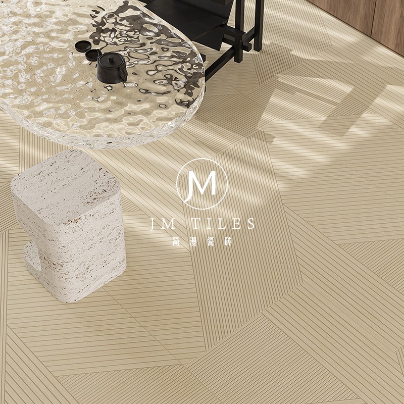 简漫田文意式木纹瓷砖奶油黄胡桃色全瓷客厅卧室木地板砖600x1200