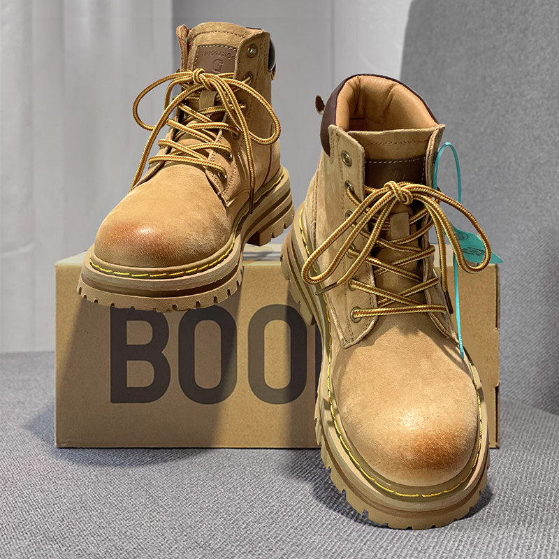 踢不烂大黄靴女款早秋新款2024英伦风短靴厚底增高马丁靴男,流行男鞋,马丁靴,淘宝优惠券,粉丝福利购,淘宝优惠卷