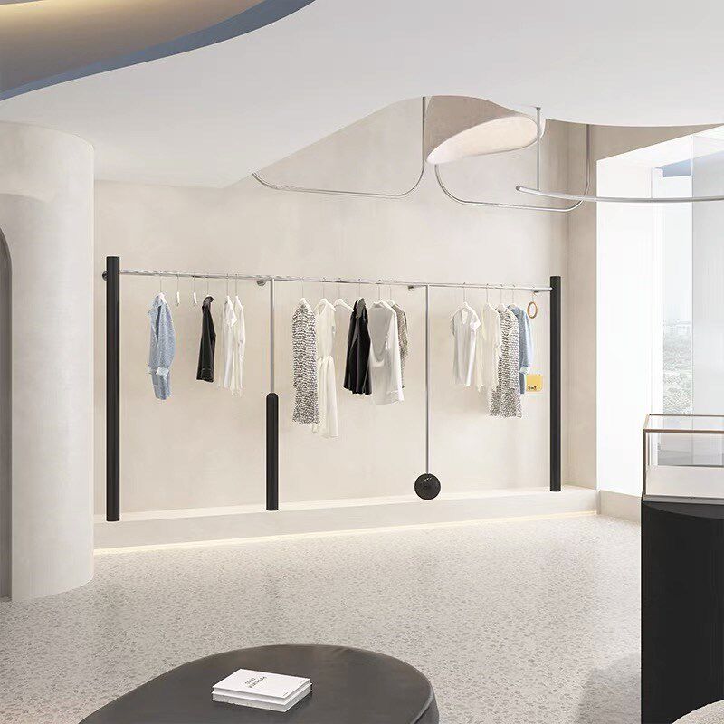 不锈钢拉丝墙上壁挂服装展示架服装店网红陈列架上墙架可定制